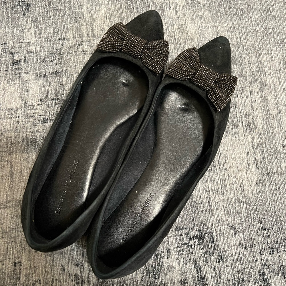 Banana Republic Black Flats with Bow Detail